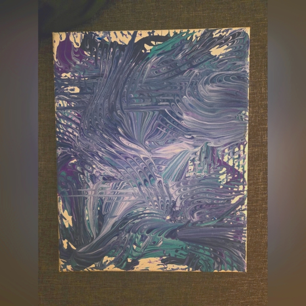 ABSTRACT ACRYLIC OCEAN MOTION PAINTING ON CANVAS